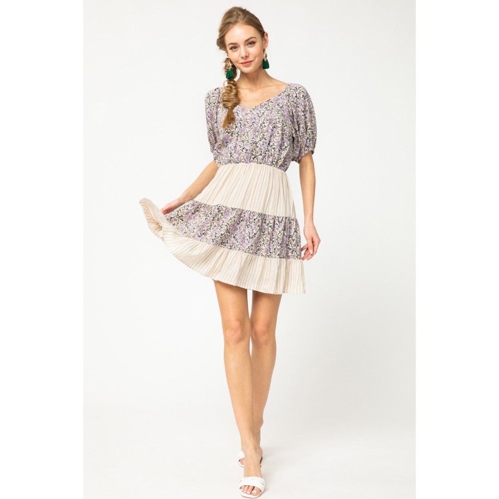 Entro Multi-Print Surplice Dress